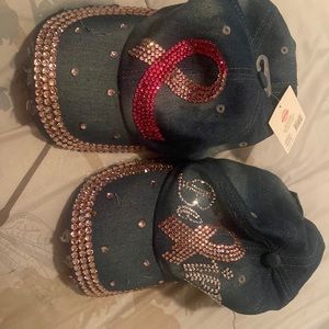 Breast cancer denim hats